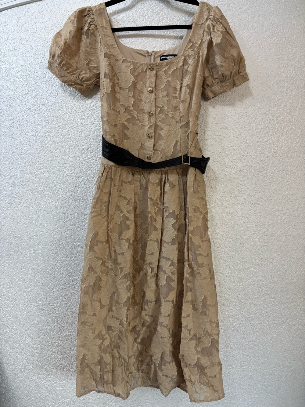 Karl Lagerfeld | Beige Lace Midi Dress